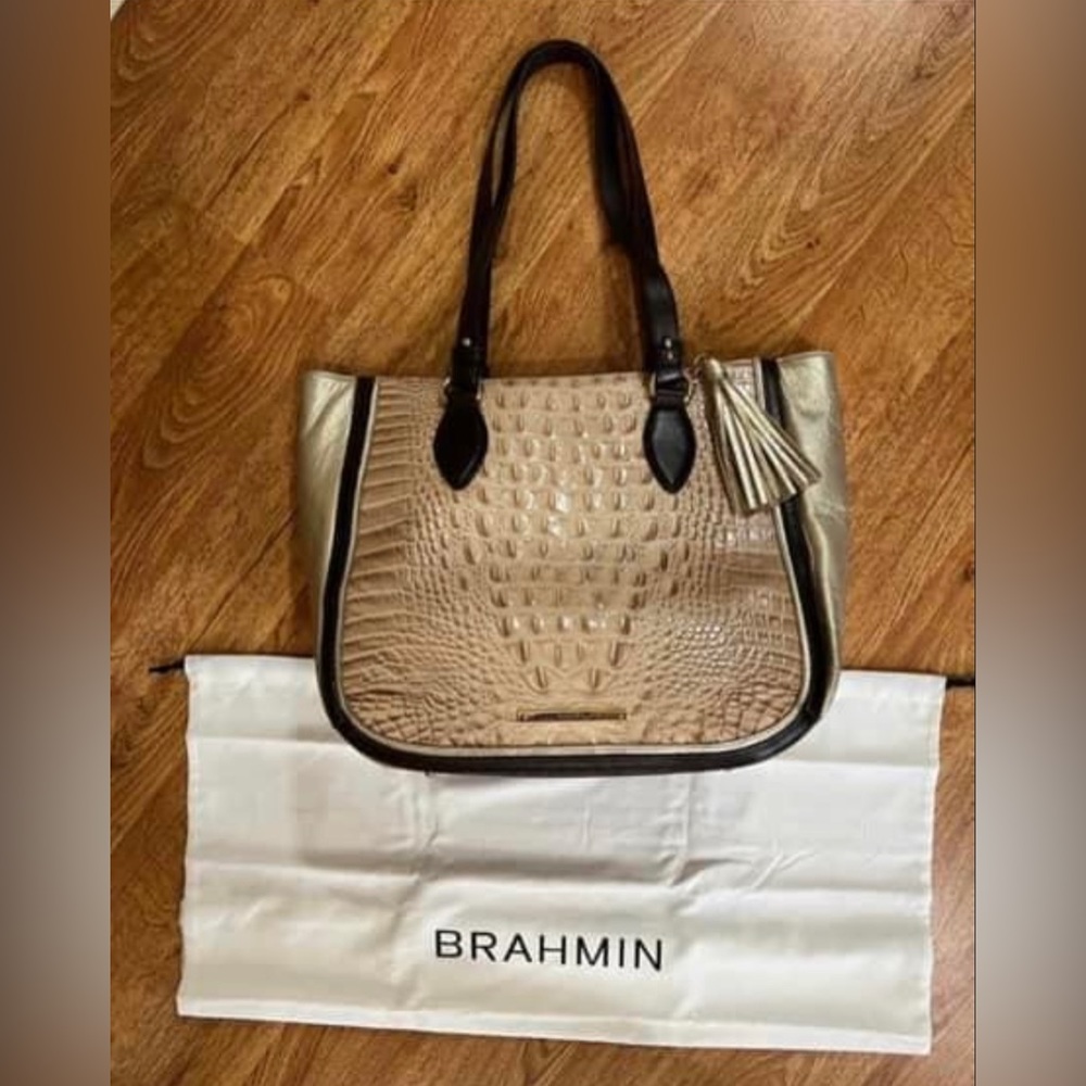 Brahmin Snake Gold Tote